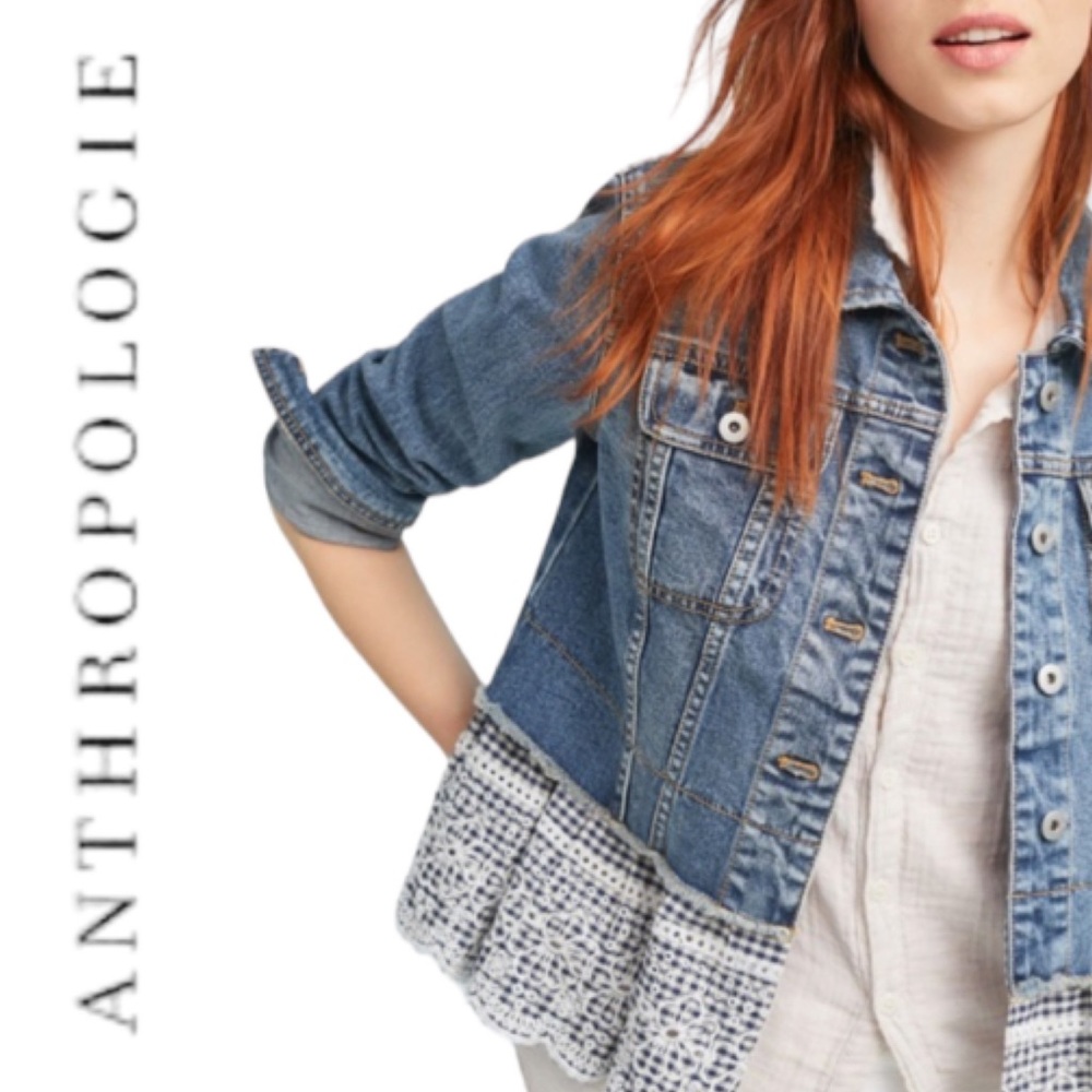 ANTHROPOLOGIE➕Pilcro and the Letterpress Peplum Denim Jacket